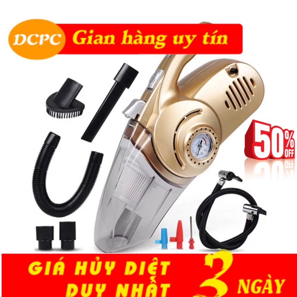 Hút bụi đa chức năng 4in1 nguồn 12V Công Xuất 120W Mini, Đo Áp Suất Lốp Khi Bơm. Bảo Hành 12 Tháng