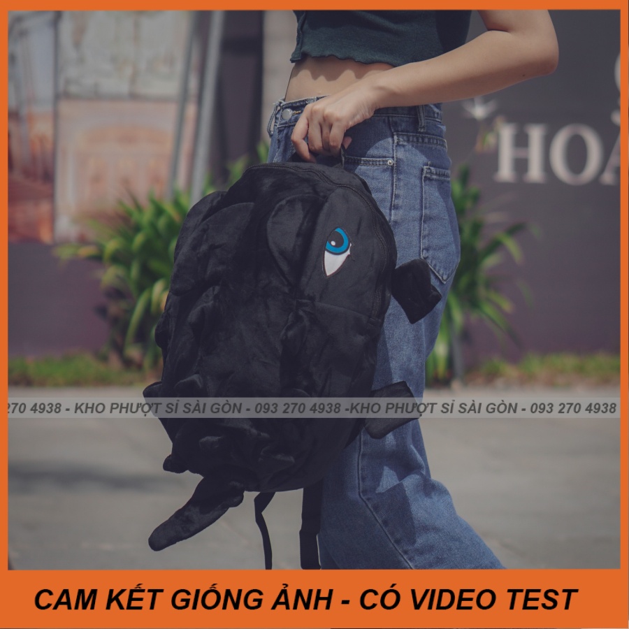 Balo đi học cá tính cho nam nữ - Balo khủng long vải nhung chống nước nhẹ đi phượt