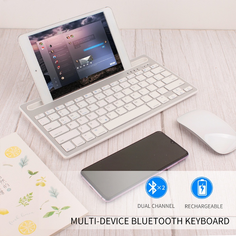 Bàn Phím Bluetooth Không Dây zzz Màu Xanh Nước Hồ Nhiều Chế Độ Có Thể Sạc Lại