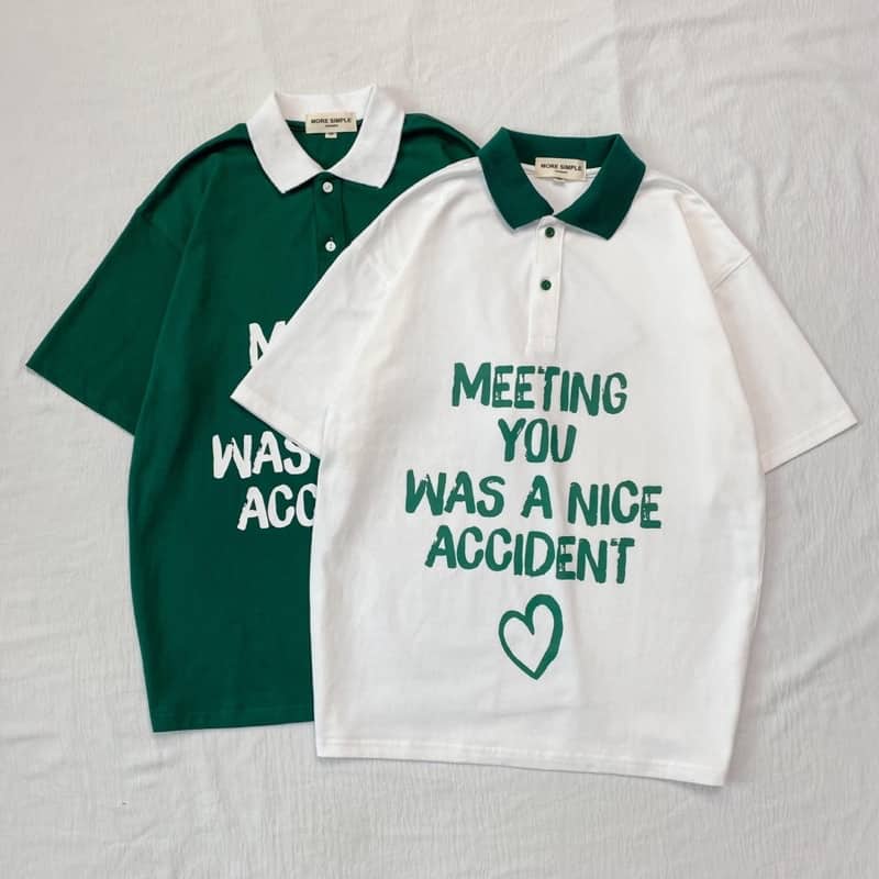 Polo Unisex MEETING màu XANH LÁ/TRẮNG form rộng ✳️ Chất thun da cá form nam nữ unisex/Áo thun có cổ Jaystoree