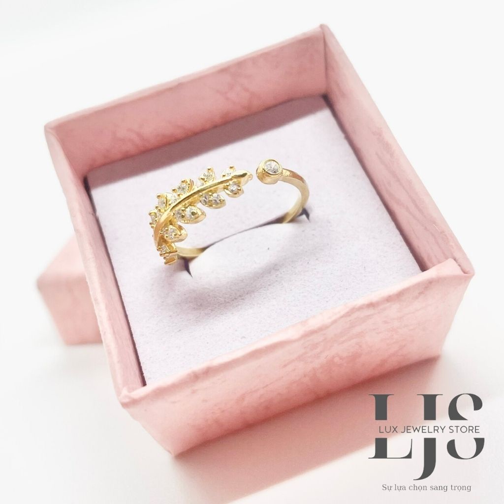 Nhẫn nữ bạc 925 Lux Jewelry, nhẫn nữ hở hình bông lúa đính đá - LUX970