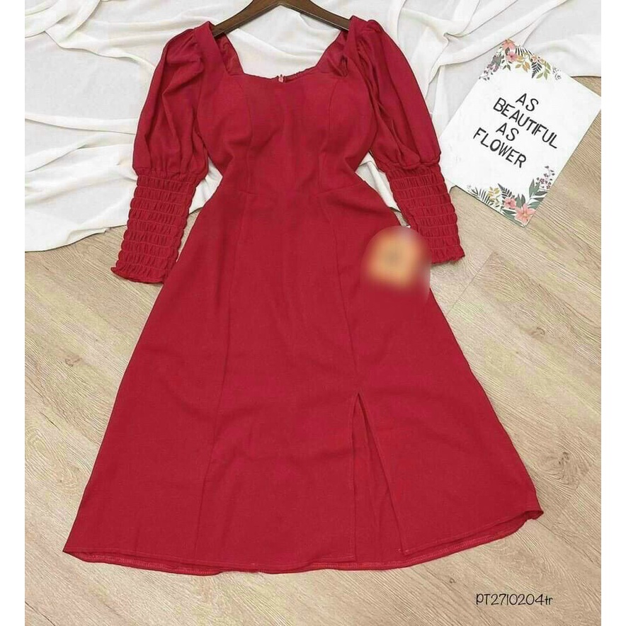 Đầm tiểu thư dự tiệc cưới, đầm suông xẻ tà dáng dài có mút đi chơi siêu đẹp, thiết kế phong cách hàn quốc