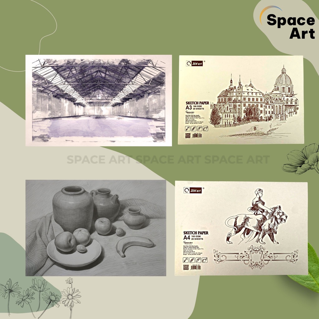 Xấp giấy vẽ ký họa, phác thảo Sketch Paper Zen Art 160gsm 20 tờ