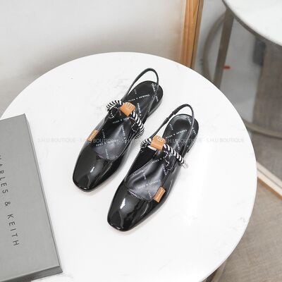 SANDAL NỮ SHU STORE THỜI TRANG DA BÓNG MŨI VUÔNG GÓT 2CM