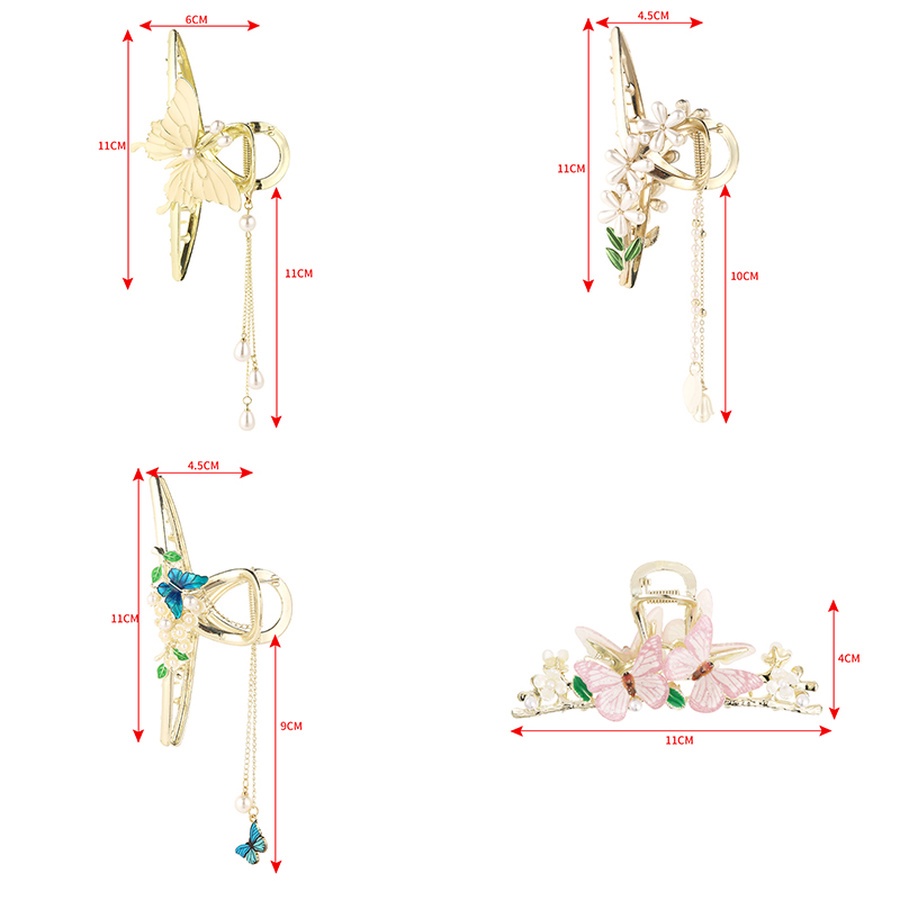 Kẹp Tóc Hình Hoa &amp; Bướm Bằng Hợp Kim Đính Ngọc Trai Kiểu Hàn Quốc