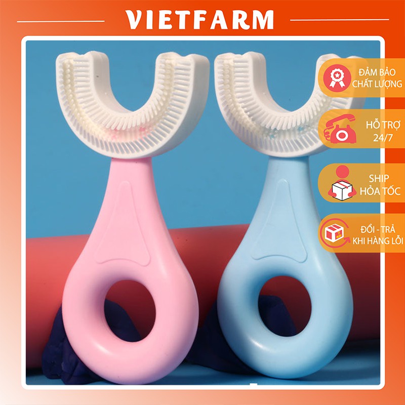 Bàn Chải Đánh Răng Cho Bé - Bàn Chải Đánh Răng Trẻ Em Hình Chữ U - Silicon Siêu Mềm Cho Bé Từ 1,5 Tuổi - Vietfarm