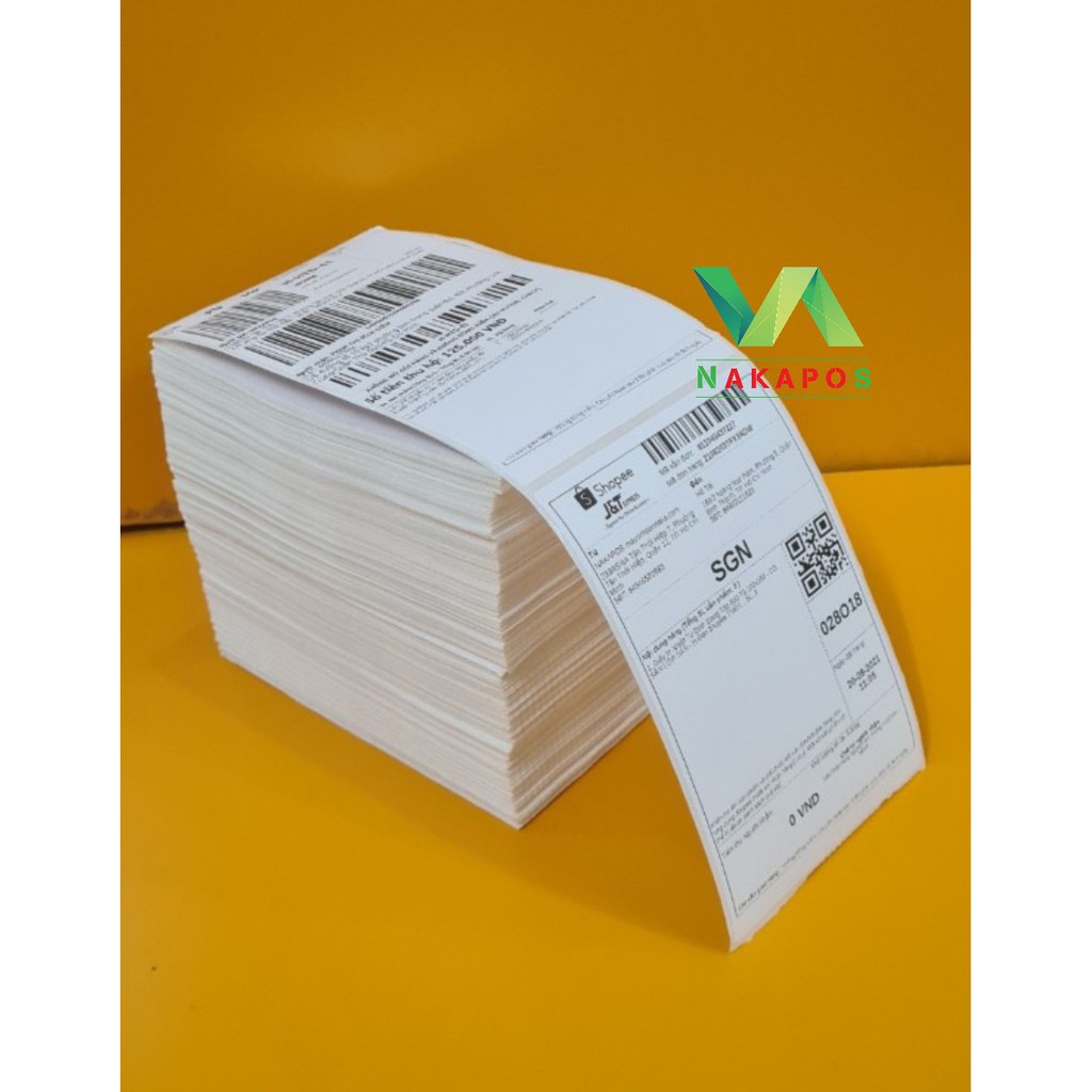 [CHÍNH HÃNG] Giấy In Nhiệt Đơn Hàng 100x150 ( 500 Tem)- 76x100x 30m(300tem) Hàng chính hãng NAKAPOS
