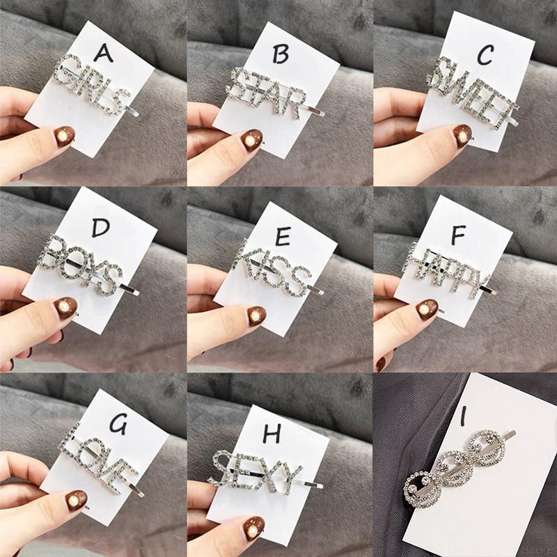 Kẹp tóc chữ cái tiếng Anh đính đá xinh xắn cho nữ