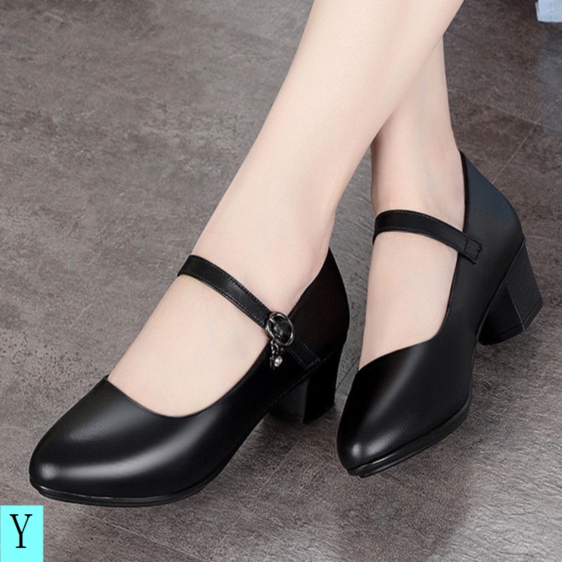 Giày Búp Bê Da Mềm Đế Bằng Cài Khóa Thiết Kế Thoải Mái Cho Nữ Trung Niên