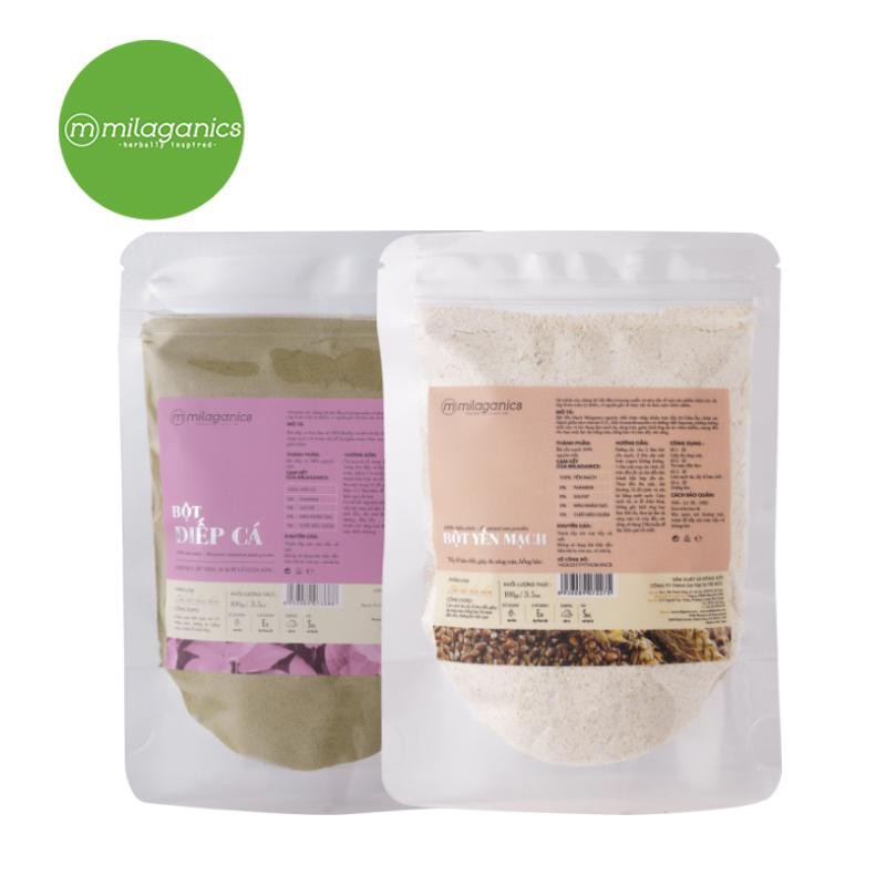 COMBO TẨY DA CHẾT - Bột Yến Mạch MILAGANICS 100g và Bột Diếp cá MILAGANICS 100g