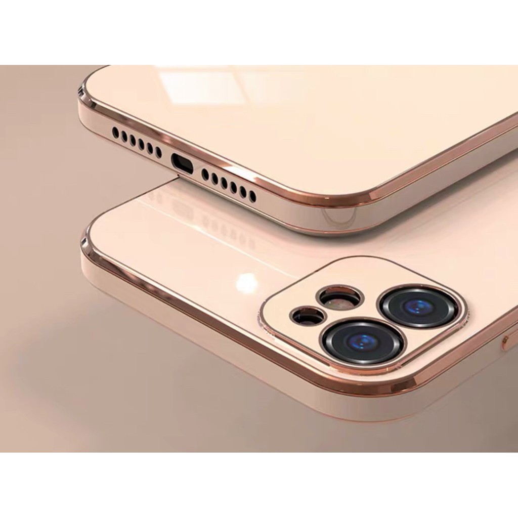 [mầu xanh rêu]Ốp dẻo viền vuông giả IPhone 12 bảo vệ camera