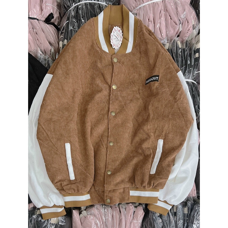 [ Hình Thật 100%] Áo Bomber Nhung Tăm Unisex Form Rộng Cực Xịn Cực Chất