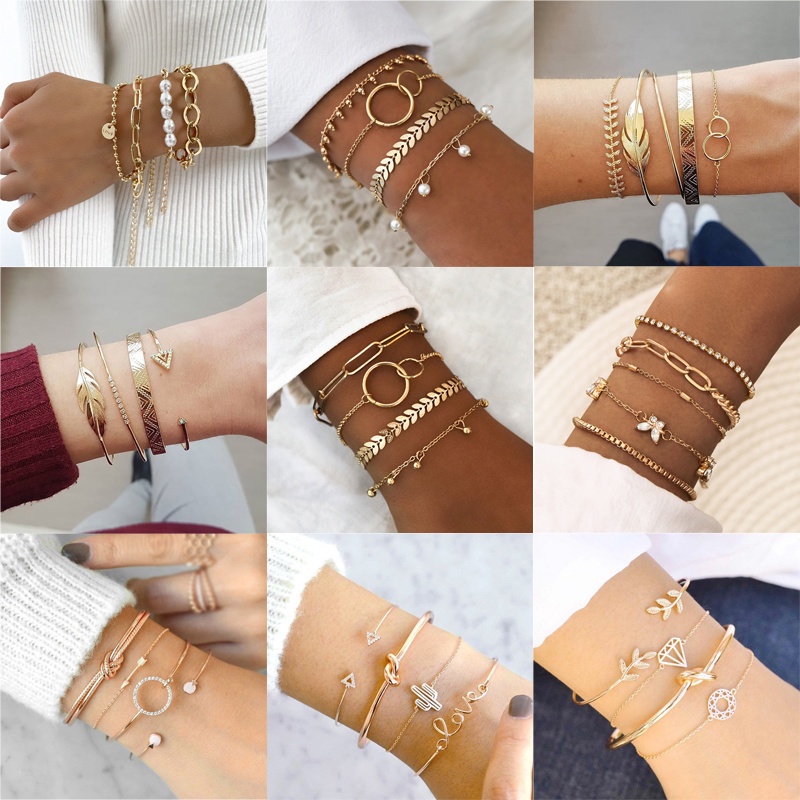 Vòng tay nhiều lớp phong cách bohemian cổ điển thời trang cho nữ