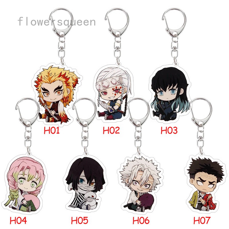 flowersqueen Móc khóa trang trí phong cách Kimetsu No Yaiba dễ thương
