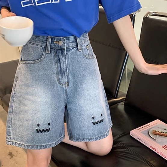 Quần short jeans ngố nữ rách gấu dáng lửng ống rộng chất bò trơn mềm mịn phong cách ulzzang SIB104