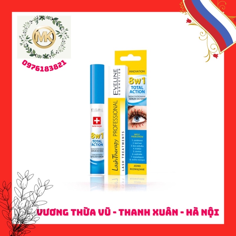 Huyết thanh dưỡng dài mi Eveline 8 in 1 to"tal action 10ml Nga