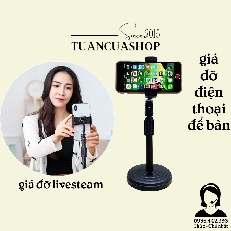 Giá đỡ điện thoại livestream xoay 360 độ - Giá đỡ kẹp điện thoại quay phim, xem video điều chỉnh độ cao (GLT09)