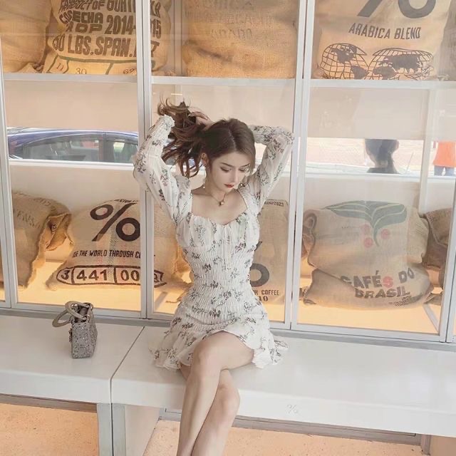 Đầm hoa ulzzang bo chun tôn dáng siêu đẹp