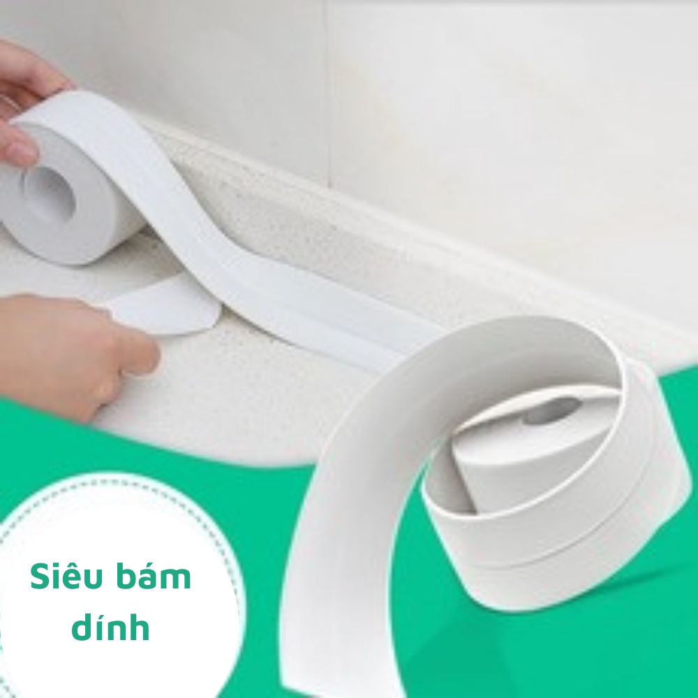 Cuộn băng keo chống thấm PVC tiện dụng dán viền bồn rửa chén phòng tắm tiện lợi chống ố vàng nấm mốc khe hở