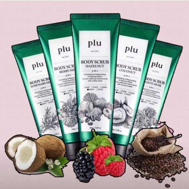 Tẩy Tế Bào Chết Toàn Thân Tinh Chất Lựu Đỏ Plu Body Scrub Pomegranate 200g 3W119