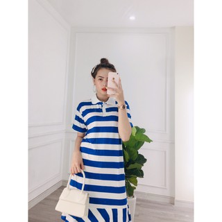 Đầm đuôi cá sọc xanh hình thật