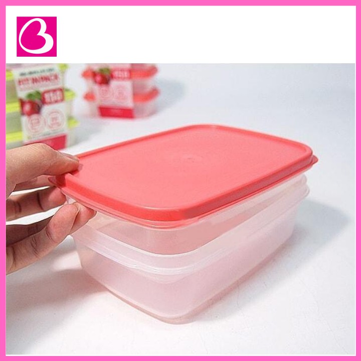 Set 2 Hộp nhựa nắp dẻo Nhật Bản 600ml bảo quản thức ăn tiện lợi
