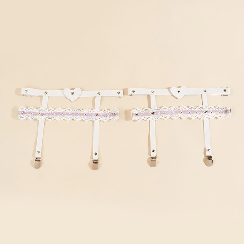 Dây Nịt Da PU Phối Ren Và Kẹp Hợp Kim Màu Đen Phong Cách Punk Cá Tính Dành Cho Nữ