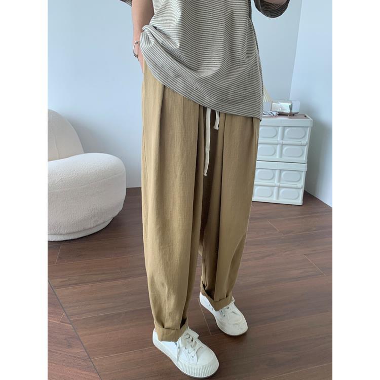 Quần Kaki Ống Rộng Lưng Cao Phong Cách Nhật Bản Cho Nữ