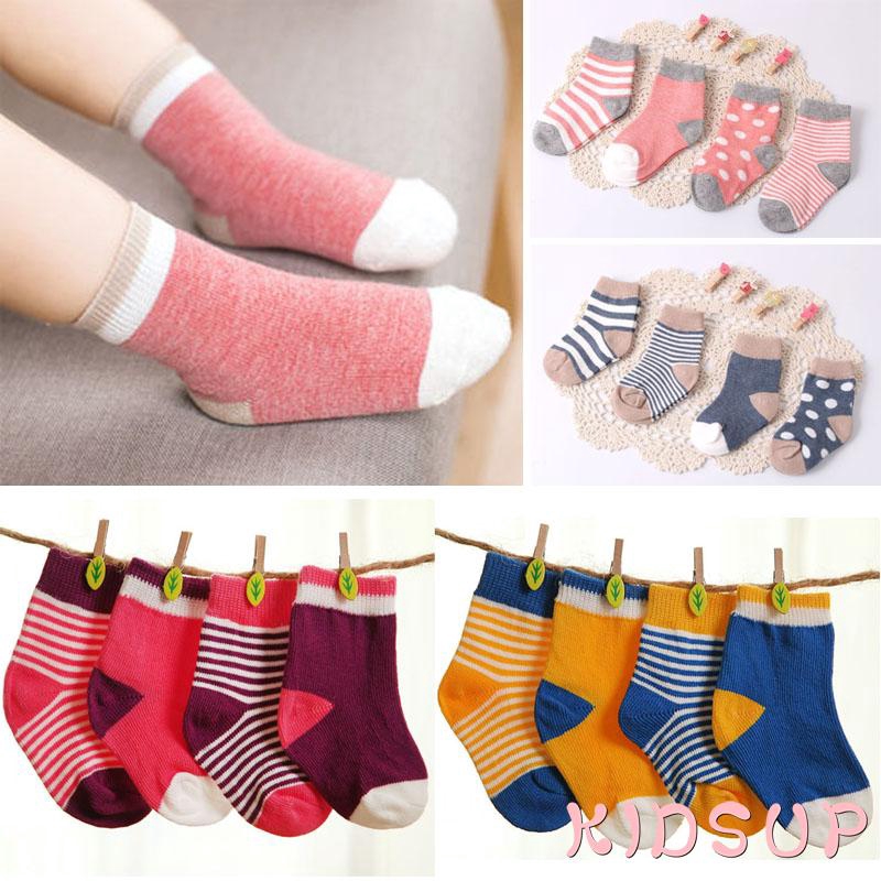 Set 4 Đôi Tất Cotton Mềm Mại Cho Bé Sơ Sinh 0-3 Tuổi