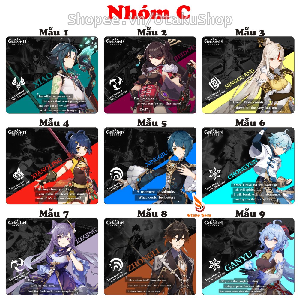 &lt;45 mẫu&gt;Lót chuột máy tính Anime Game Genshin Impact kích cỡ bàn di chuột lớn 20x24cm chất liệu mouse pad bằng cao su