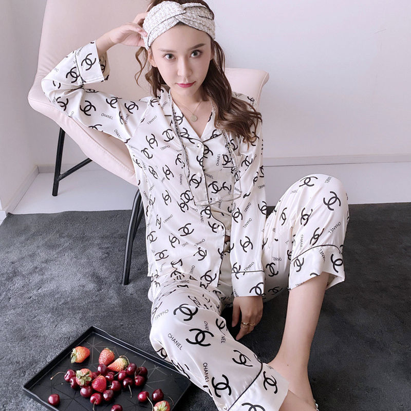 【COD】Bộ đồ Ngủ Bằng Lụa Pajama Bộ đồ Dài Tay Mỏng