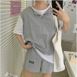 Set Áo Gile x Short HUGE Ulzzang (Đen/Xám)