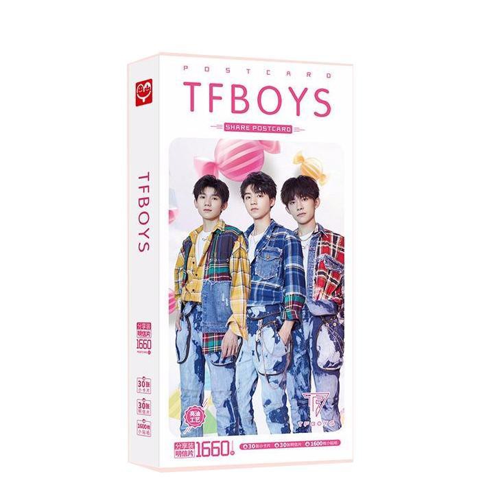 Postcard TFBOYS VƯƠNG TUẤN KHẢI VƯƠNG NGUYÊN DỊCH DƯƠNG THIÊN TỶ hộp ảnh bộ ảnh có ảnh dán sticker lomo bưu thiếp