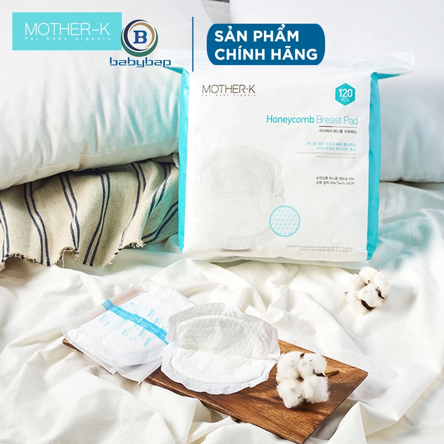 Lót Thấm Sữa Tổ Ong 3D Mother-K Hàn Quốc Sợi Cotton Tự Nhiên (120c)