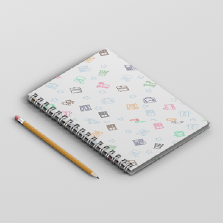 Sổ tay bullet journal trắng trơn, chấm bi, kẻ dòng, caro bìa mềm 180 trang A5 hình dễ thương PA003