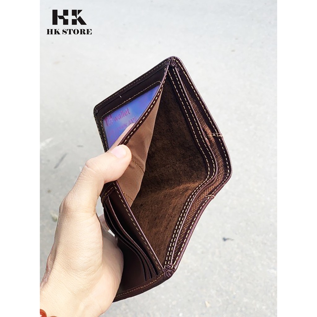 VÍ NAM - BÓP NAM  💝 HK STORE 💝 da bò thật 100% loại da sáp dùng mịn mềm + lót da cao cấp nhỏ gọn cực đẹp.
