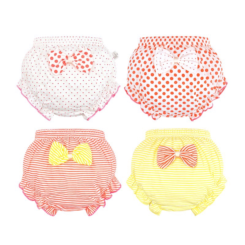 Lucky Big Cat  Bowknot polka dot sọc tam giác Underwear cô gái bé đồ lót bông trẻ em bánh mì quần dễ thương (Small Dots)