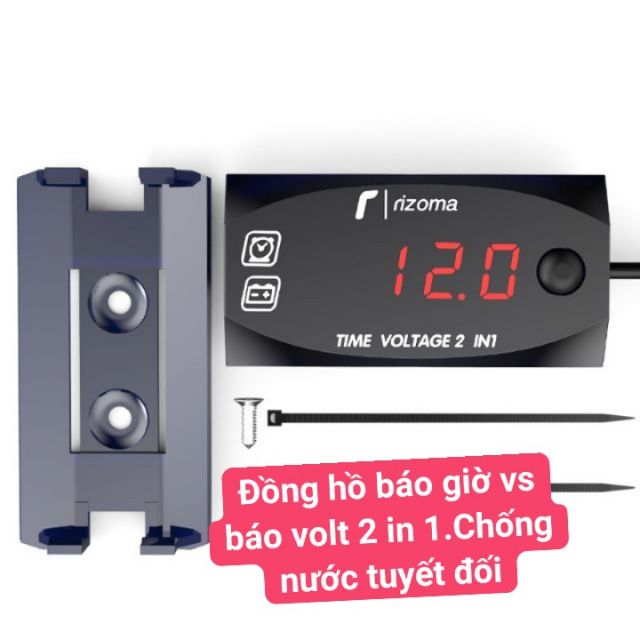 Đồng hồ báo "giờ vs báo volt " 2 in 1 Chống nước tuyết đối