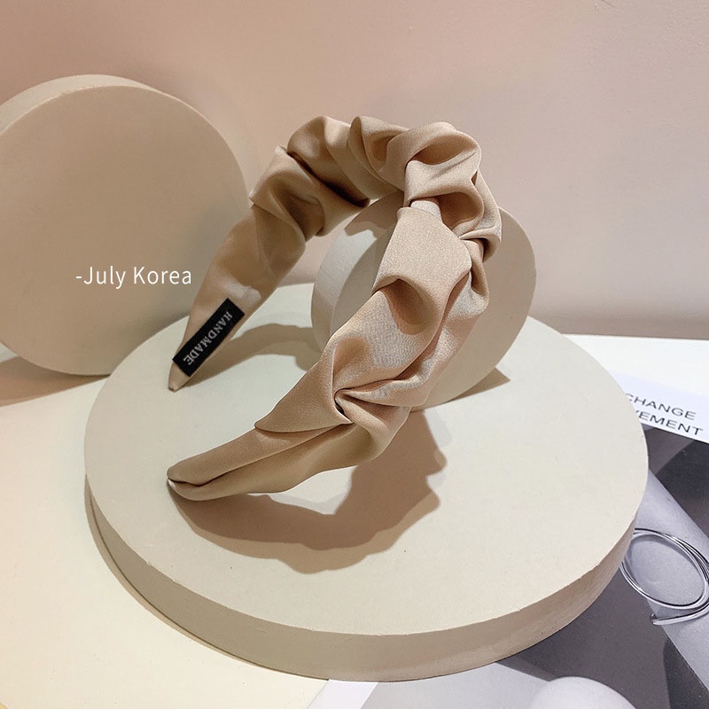 Cài tóc bản rộng vải satin màu macaron phong cách Pháp cổ điển thời trang xuân hè