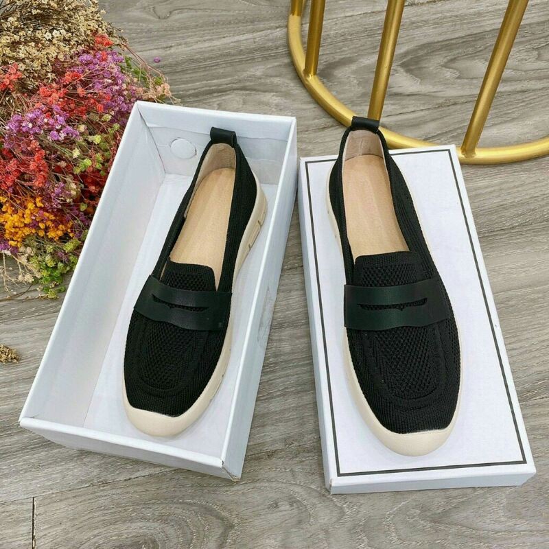 giày slip on độn đế chất len