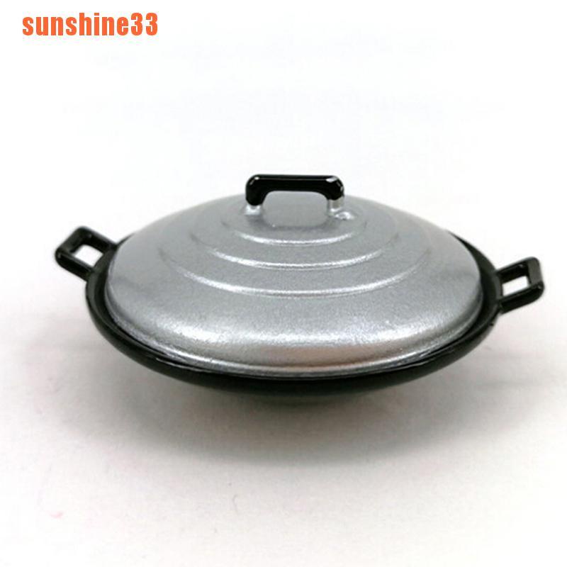 2Pcs/set 1:12 dollhouse miniature kitchen cooking wok pot cover furniture