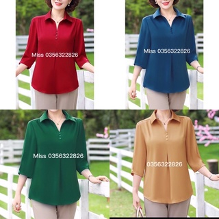 Áo sơ mi trung niên áo mùa hè cổ Đức tặng mẹ mã SM02