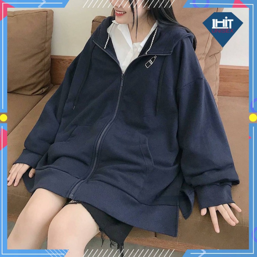 Áo Khoác Nỉ Bông Thêu MOOS Form Rộng Xẻ Tà Ulzzang 1hit_Unisex (Ánh Thật)
