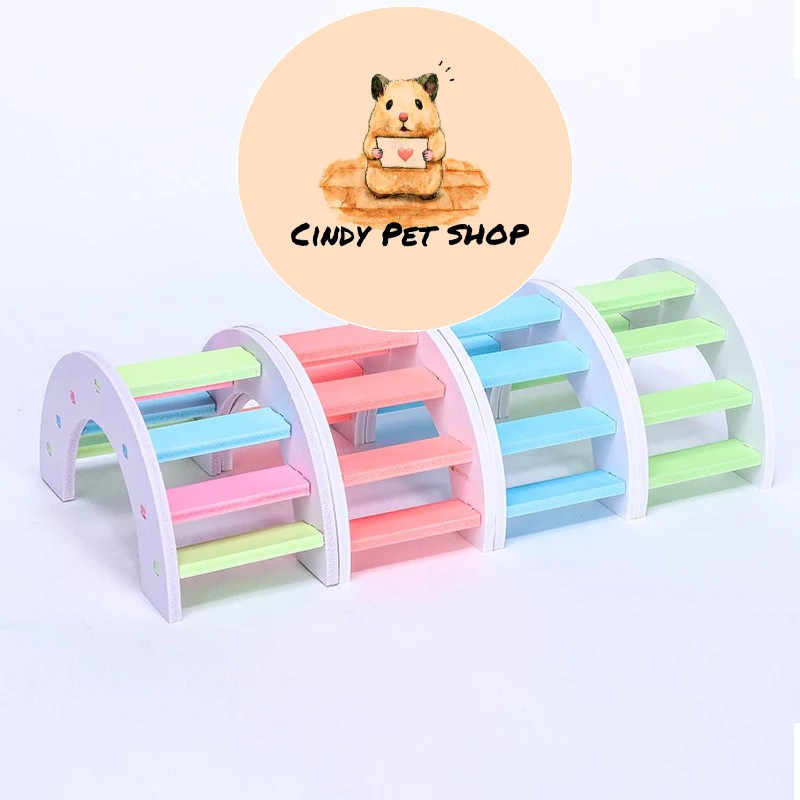 Cầu thang gỗ nhựa lắp ráp đồ chơi cho Hamster (lướt ảnh để xem kích thước)