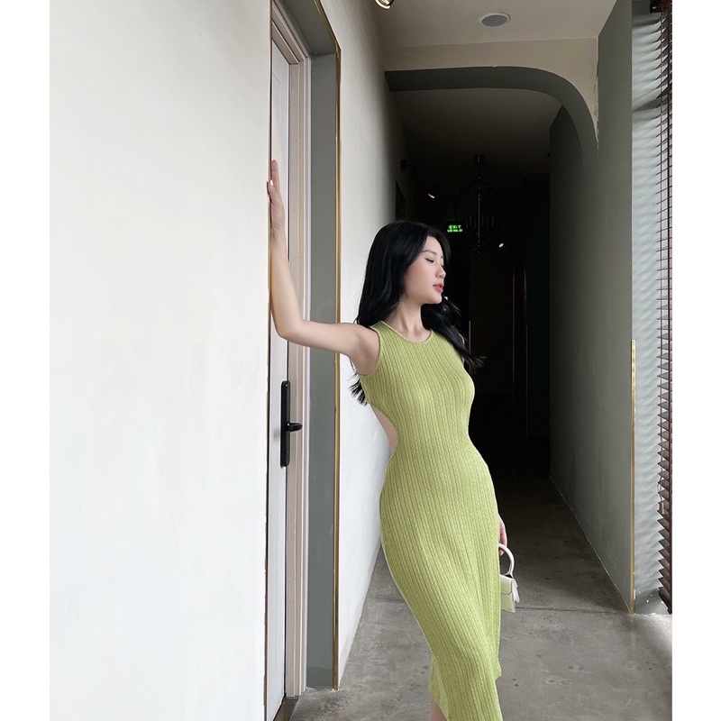 Đầm body sát nách 3 lỗ tôn eo tôn dáng hở lưng 2 màu sexy Sun Fashion