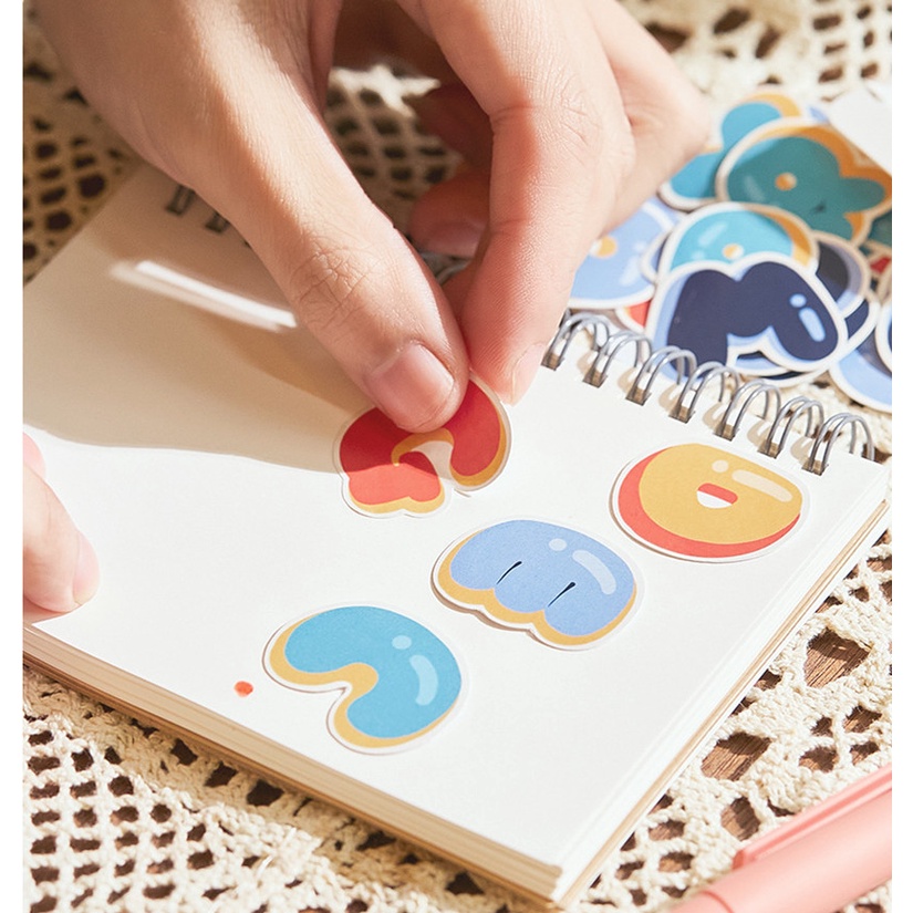 Bộ 50/52 miếng sticker IMOON hình chữ số và chữ cái dễ thương nhiều màu sắc