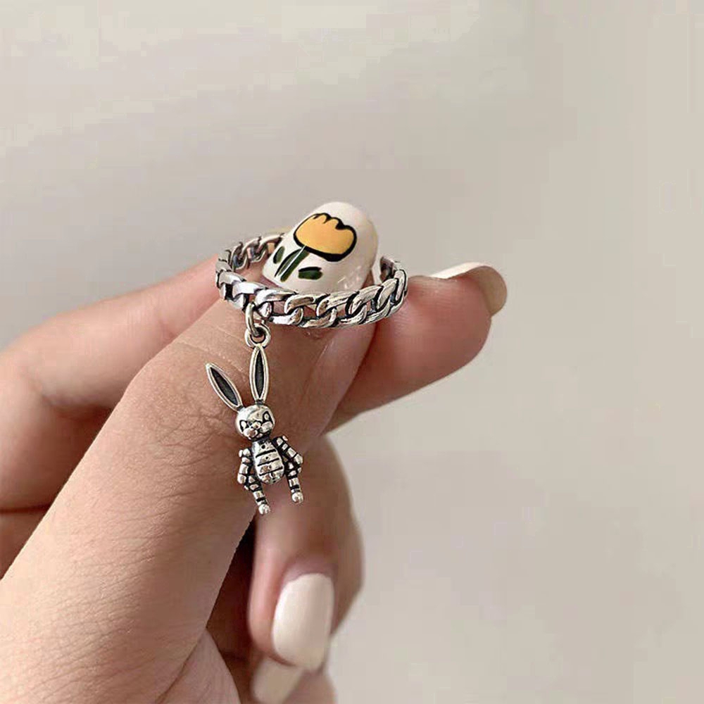 Nhẫn Hở Hình Thỏ Dễ Thương Phong Cách Hàn Quốc