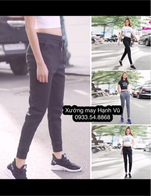 QUẦN JOGGER LEN TĂM DÁNG BAGGY CHO BẠN NỮ QUẦN JOGGER CẠP CHUN THỜI TRANG BANAMO FASHION QUẦN JOGGER LEN TĂM 241