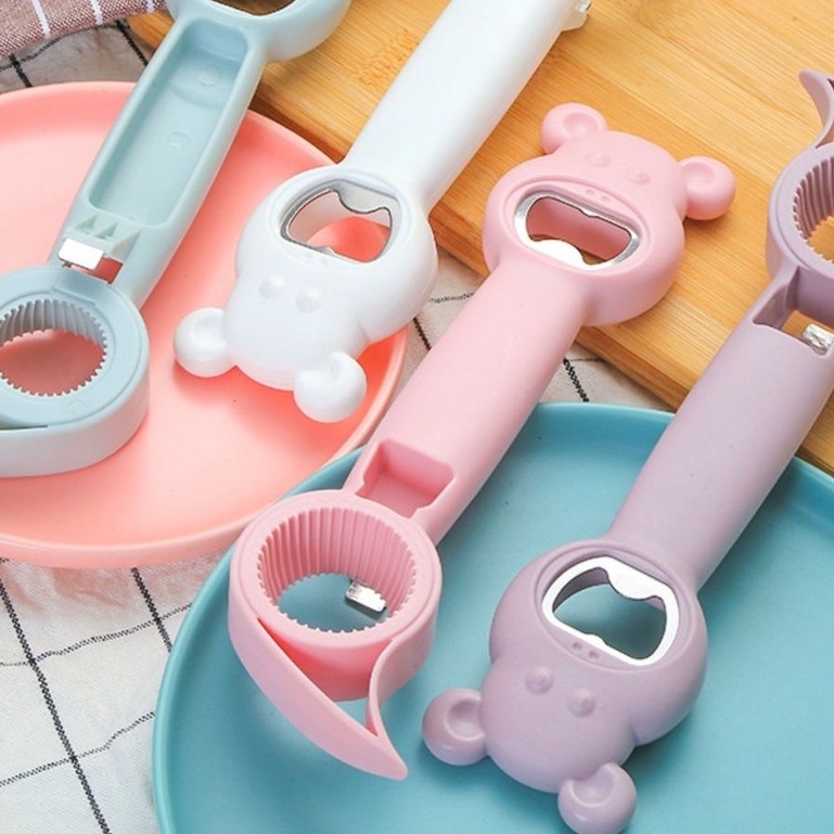 PVN32940 Dụng Cụ Mở  Nắp Chai Bia, Đồ Uống 4 Trong 1 Hình Gấu, Hình Mèo  Hoạt Hình Đa Năng T2