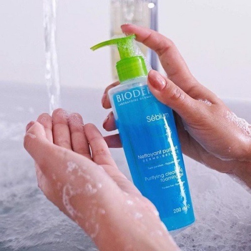 Sữa rửa mặt Bioderma Sebium Gel Moussant 200ml-Gel rửa mặt Bioderma dành cho da dầu mụn